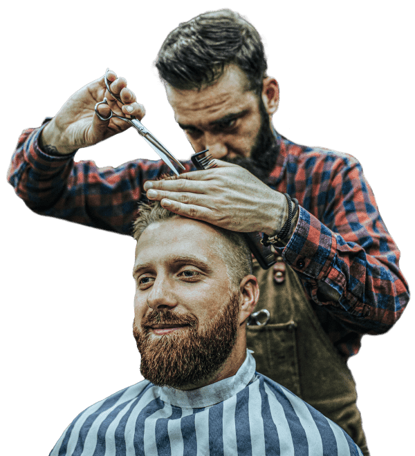 barber is doing haircut for customer