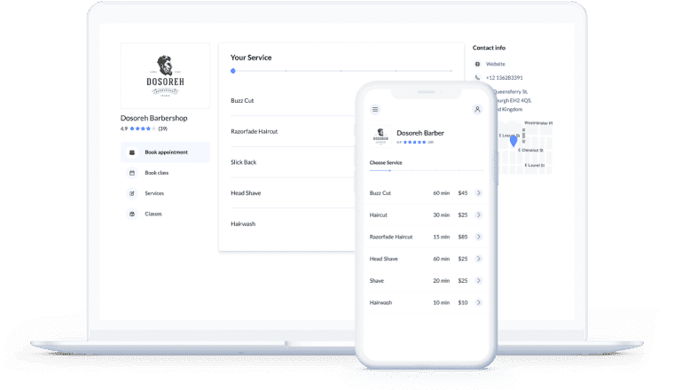 booking page for service appointments