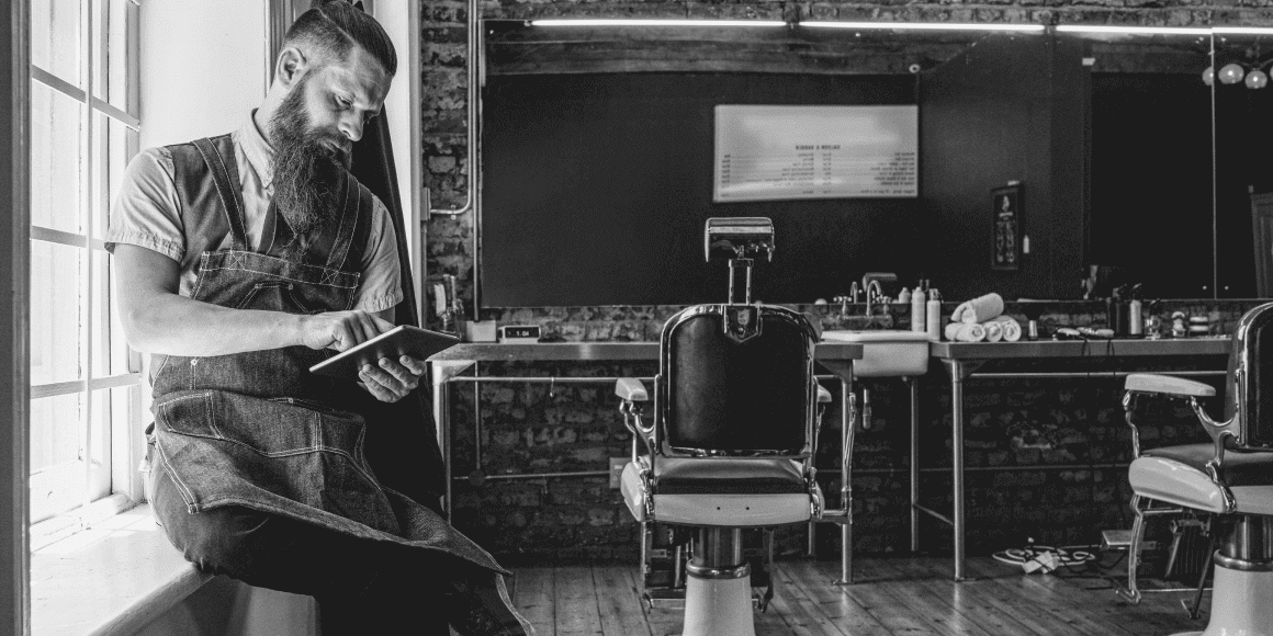 Barber using tablet device